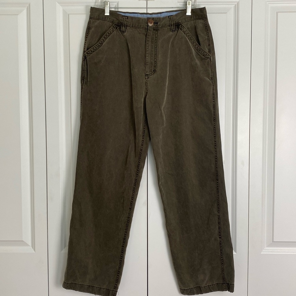 Berle Vintage 1946 Washed Stoned Beaten Tencel Cotton Chino Pants 32 x 29